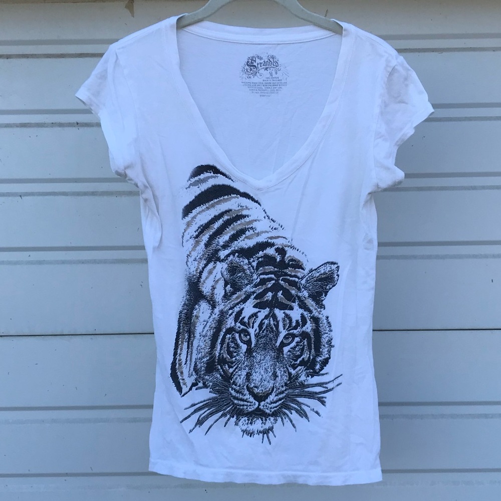 Stranded V Neck T-Shirt